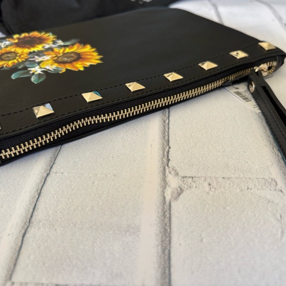 White House Black Market Black Clutch with Sunflower Design - Picture 9 of 10